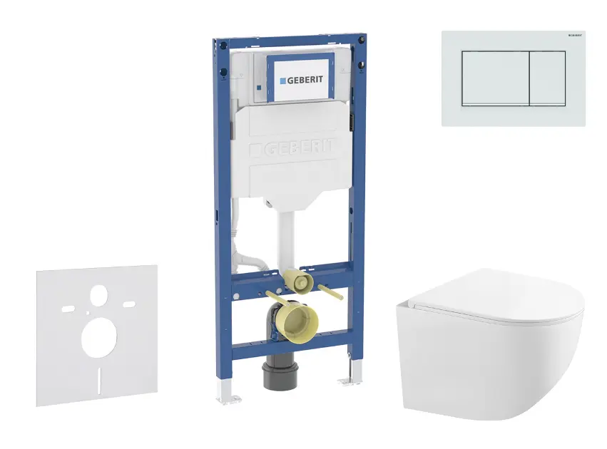 Geberit Duofix - Set predstenovej inštalácie, kompaktného klozetu Gaia a dosky softclose, tlačidlo Sigma30, biela/biela mat SANI11CA3149B
