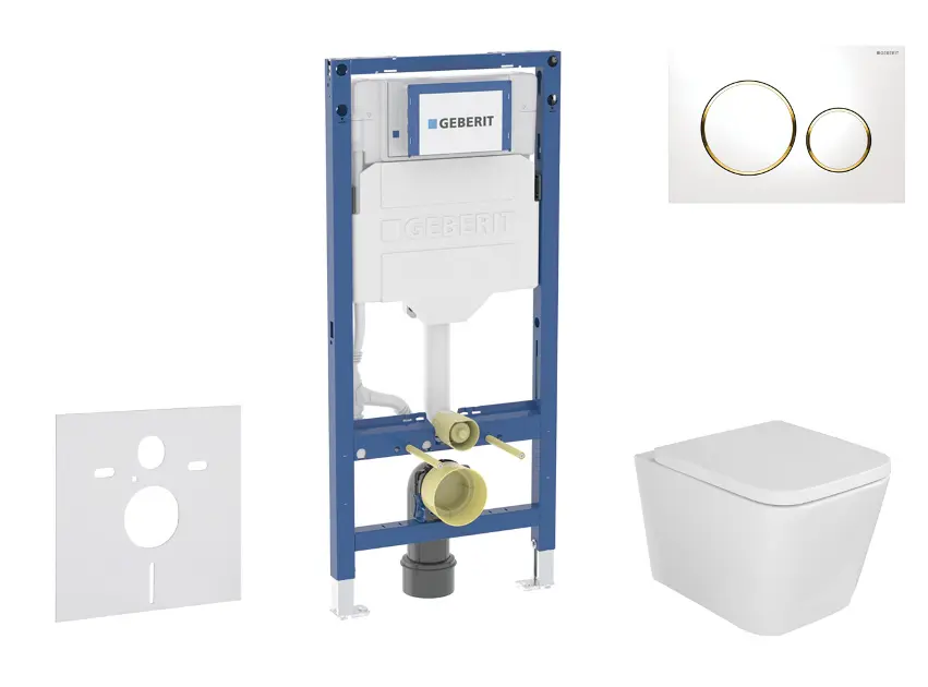Geberit Duofix - Set predstenovej inštalácie, klozetu Arkas I a dosky softclose, tlačidlo Sigma20, biela/pozlátená SANI11CA3154B