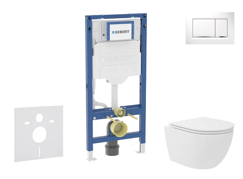 Geberit Duofix - Set predstenovej inštalácie, kompaktného klozetu Oudee Vortex a dosky softclose, tlačidlo Sigma30, biela/chróm SANI11CA3164B