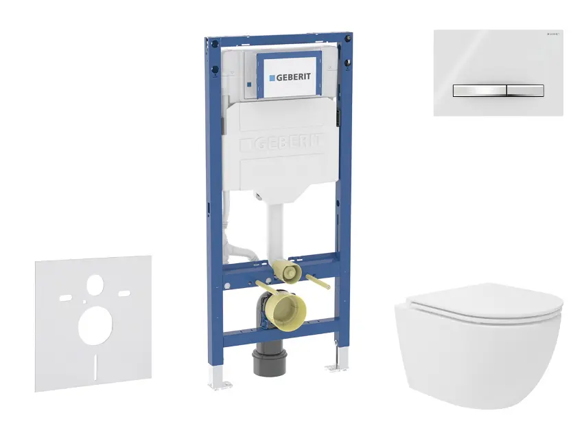 Geberit Duofix - Set predstenovej inštalácie, kompaktného klozetu Oudee Vortex a dosky softclose, tlačidlo Sigma50, chróm/alpská biela SANI11CA3166B