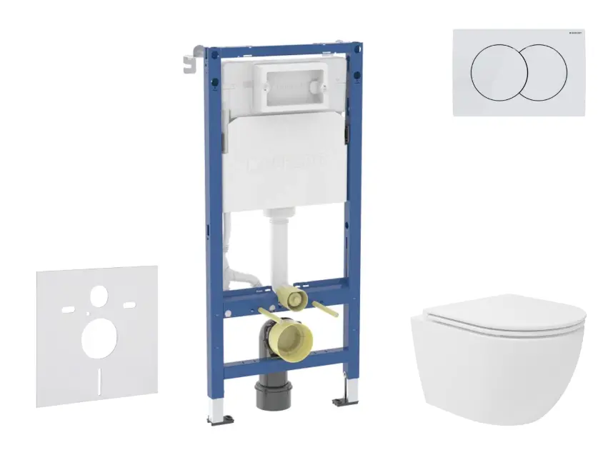 Geberit Duofix - Set predstenovej inštalácie, kompaktného klozetu Oudee Vortex a dosky softclose, tlačidlo Delta01, alpská biela SANI11CA3168B