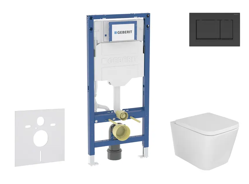 Geberit Duofix - Set predstenovej inštalácie, klozetu Arkas a dosky softclose, tlačidlo Sigma30, matná čierna/čierna SANI11CA5102B