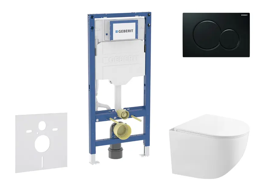 Geberit Duofix - Set predstenovej inštalácie, kompaktného klozetu Gaia a dosky softclose, tlačidlo Sigma01, čierna SANI11CA5117B