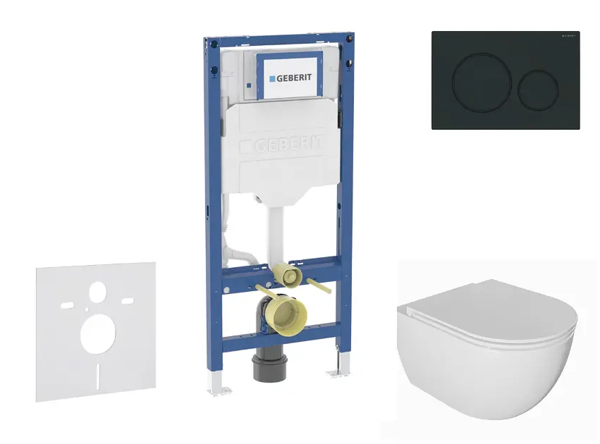 Geberit Duofix - Set predstenovej inštalácie, klozetu Oudee a dosky softclose, tlačidlo Sigma20, matná čierna/čierna SANI11CA5128B