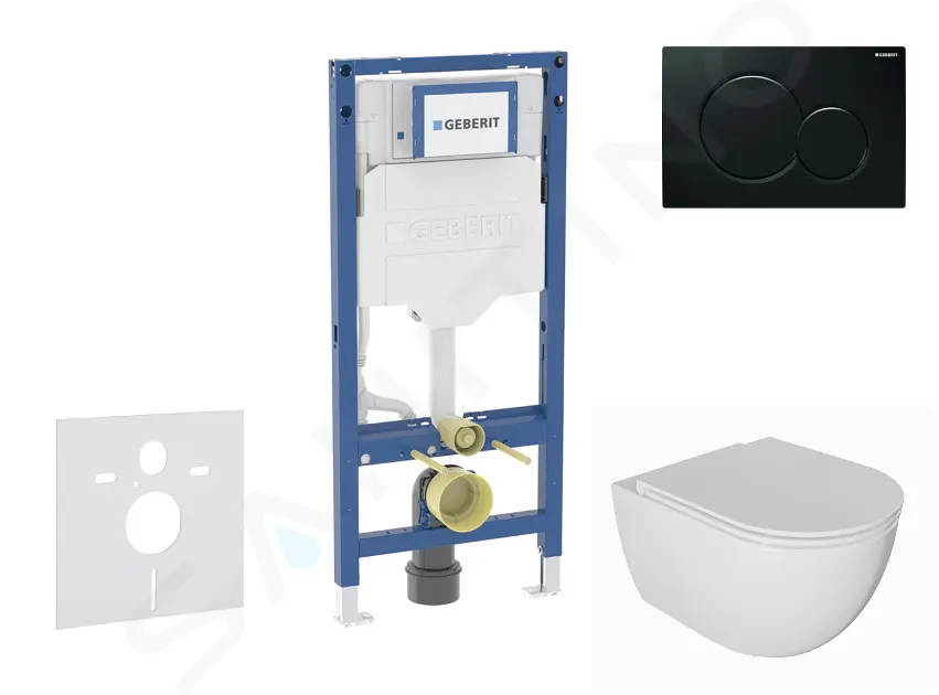 Geberit Duofix - Set predstenovej inštalácie, klozetu Oudee a dosky softclose, tlačidlo Sigma01, čierna SANI11CA5133B