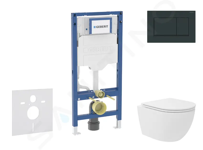 Geberit Duofix - Set predstenovej inštalácie, kompaktného klozetu Oudee Vortex a dosky softclose, tlačidlo Sigma30, čierna lesk/čierna mat SANI11CA5141B