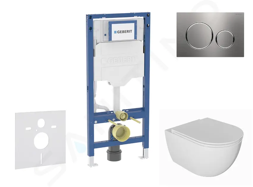 Geberit Duofix - Set predstenovej inštalácie, klozetu Oudee a dosky softclose, tlačidlo Sigma20, nerezová SANI11CA6101B