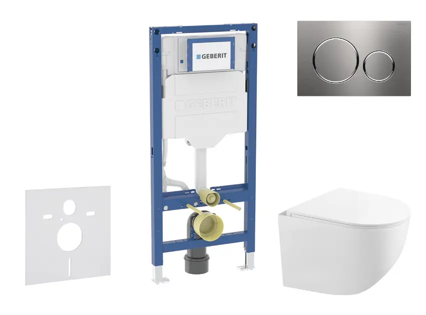 Geberit Duofix - Set predstenovej inštalácie, kompaktného klozetu Gaia a dosky softclose, tlačidlo Sigma20, nerezová SANI11CA6104B