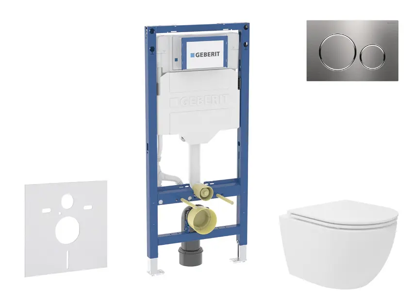 Geberit Duofix - Set predstenovej inštalácie, kompaktného klozetu Oudee Vortex a dosky softclose, tlačidlo Sigma20, nerezová SANI11CA6106B
