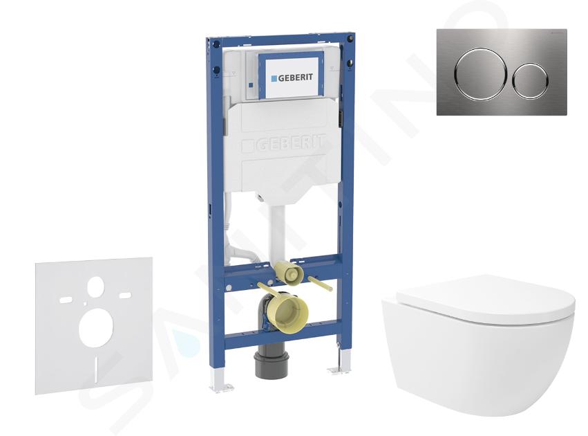 Geberit Duofix - Set předstěnové instalace, klozetu Oudee Vortex a sedátka softclose, tlačítko Sigma20, nerez SANI11CA6107B