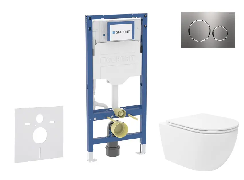 Geberit Duofix - Set predstenovej inštalácie, klozetu Oudee Vortex a dosky softclose, tlačidlo Sigma20, nerezová SANI11CA6108B
