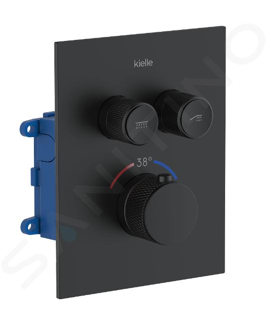 kielle - Termostatická baterie pod omítku, včetně tělesa, pro 2 spotřebiče, matná černá 10611204IIJ1