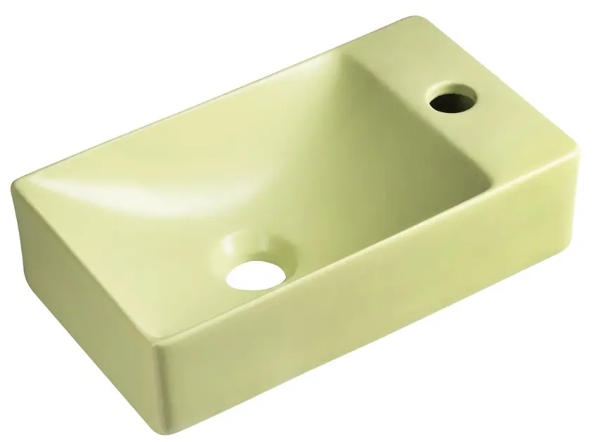 E-shop Sapho Small - Umývadielko Margitha 38x22 cm, bez prepadu, otvor na batériu, pistáciová MGT38223