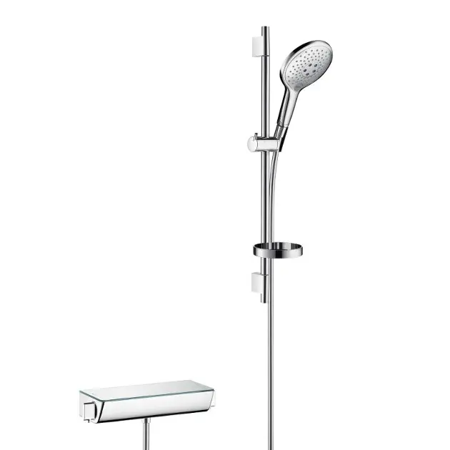 Hansgrohe Raindance Select S - Shower set with thermostat, 15 cm, 3 spray modes, white/chrome 27036400