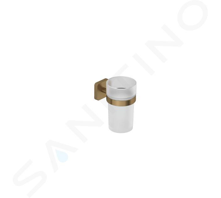 Kludi Vela S - Tandenborstel- en tandpastahouder, glas/geborsteld brons 25975N1