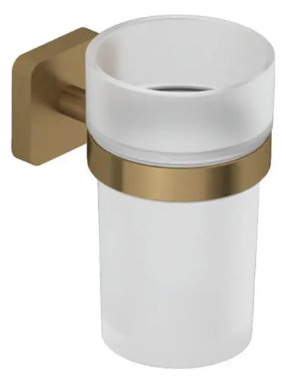 Kludi Vela S - Soporte para cepillo y pasta de dientes, cristal/bronce cepillado 25975N1