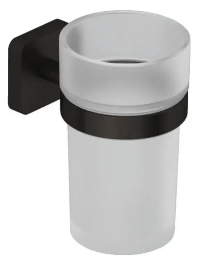 Kludi Vela S - Soporte para cepillo y pasta de dientes, vidrio/gunmetal cepillado 25975N2