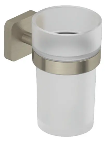 Kludi Vela S - Soporte para cepillos de dientes y pasta, vidrio/níquel cepillado 25975N5