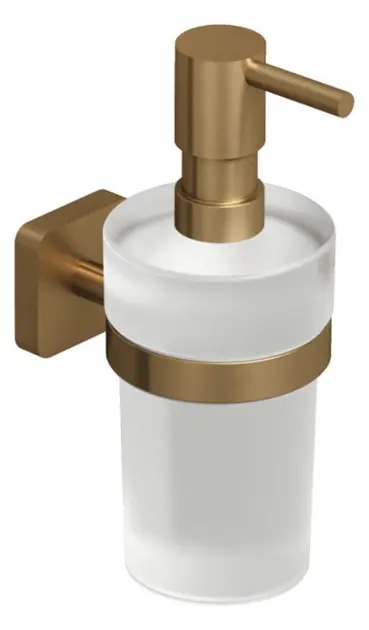 Kludi Vela S - Dispensador de jabón con soporte, vidrio/bronce cepillado 25976N1
