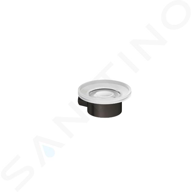 Kludi Vela R - Zeepschaal met houder, glas/geborsteld Gunmetal 58985N2
