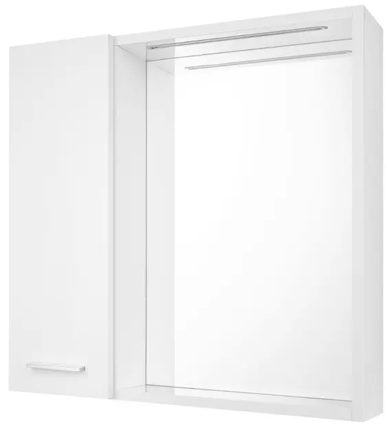 Aqualine Zoja - Tükrös szekrény LED világítással, 60x60x14 cm, 1 ajtó, bal oldali, fehér 45021S