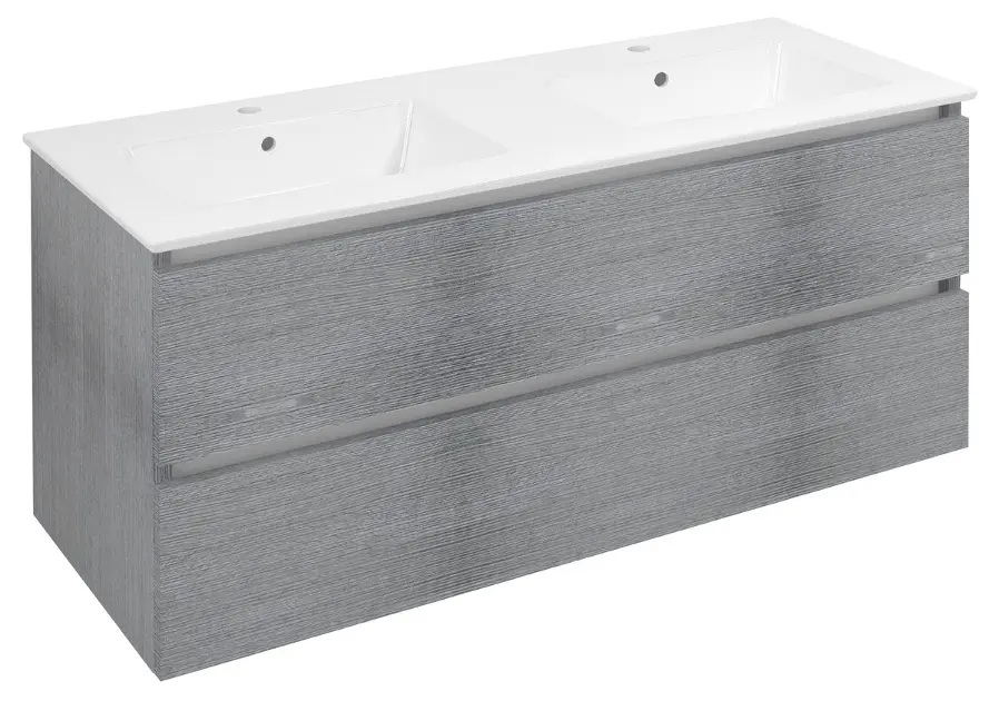 Sapho Ezara - Шкаф за мивка, 120x46x55 см, 2 чекмеджета, сребрист дъб EZ121-1111