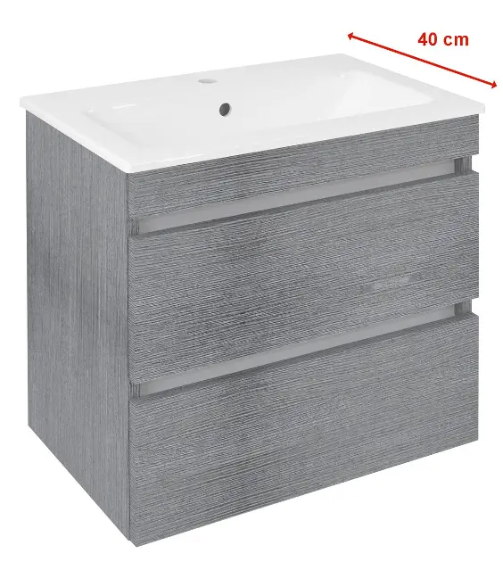 Sapho Ezara - Шкаф за мивка, 58x39x54 см, 2 чекмеджета, сребрист дъб EZ592-1111