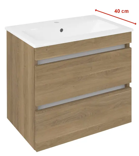 Sapho Ezara - Шкаф за мивка, 58x39x54 см, 2 чекмеджета, дъб Кунео EZ592-2525