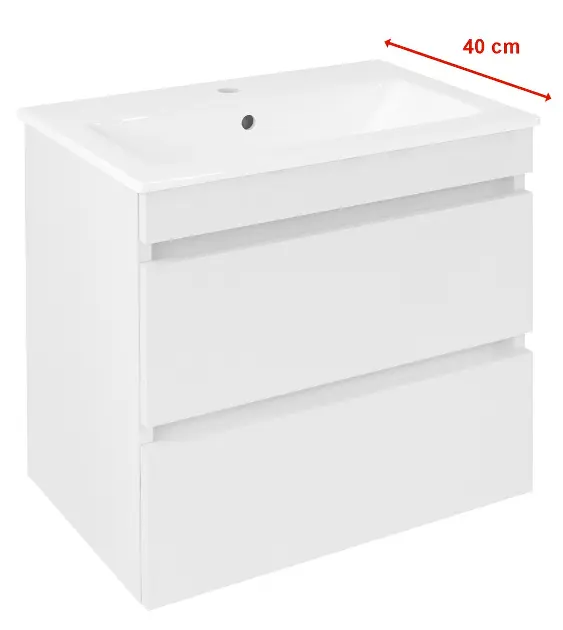 Sapho Ezara - Шкаф за мивка, 58x39x54 см, 2 чекмеджета, бял гланц EZ592-3030