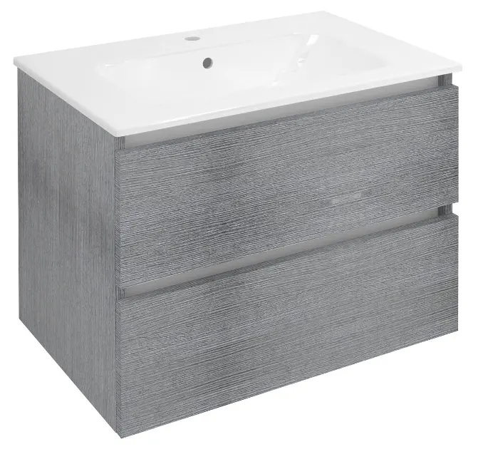 Sapho Ezara - Шкаф за мивка, 70x46x52 см, 2 чекмеджета, сребрист дъб EZ701-1111