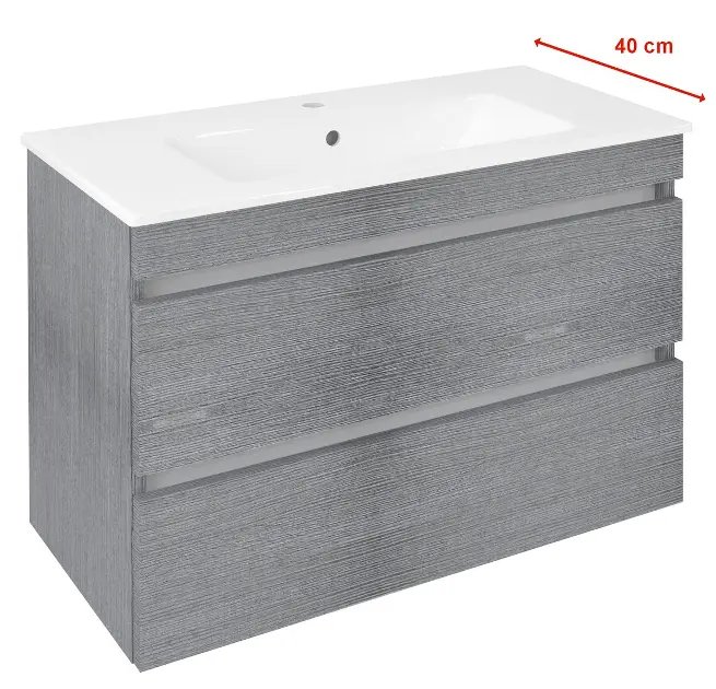 Sapho Ezara - Шкаф за мивка, 78x39x54 см, 2 чекмеджета, сребрист дъб EZ792-1111