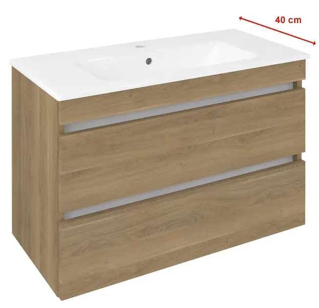 Sapho Ezara - Шкаф за мивка, 78x39x54 см, 2 чекмеджета, дъб Кунео EZ792-2525