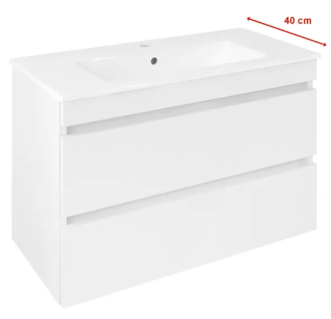 Sapho Ezara - Шкаф за мивка, 78x39x54 см, 2 чекмеджета, бял гланц EZ792-3030