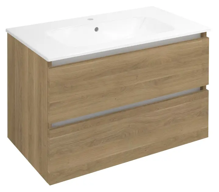 Sapho Ezara - Шкаф за мивка, 80x46x52 см, 2 чекмеджета, дъб Кунео EZ801-2525