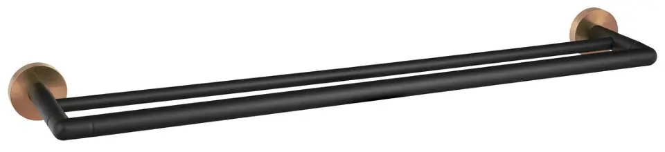 E-shop Sapho Larissa - Dvojitý držiak uterákov, dĺžka 60 cm, čierna/matná meď WS011BC