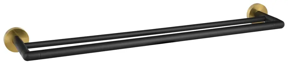 E-shop Sapho Larissa - Dvojitý držiak uterákov, dĺžka 60 cm, čierna/matná zlatá WS011BG