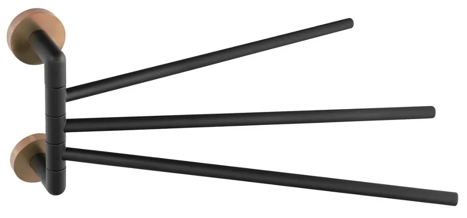 E-shop Sapho Larissa - Trojitý držiak uterákov, dĺžka 35 cm, čierna/matná meď WS022BC