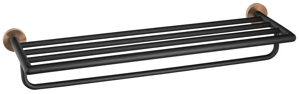E-shop Sapho Larissa - Polička na uteráky 60 cm, čierna/matná meď WS029BC