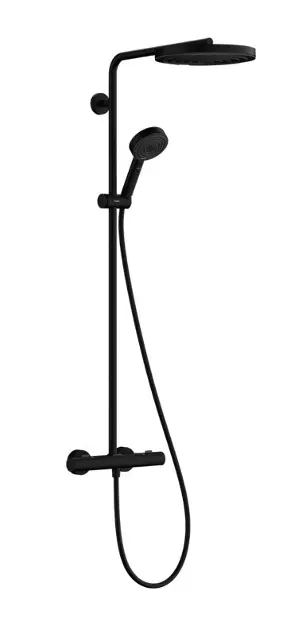 Hansgrohe - Sprchový set s termostatom, priemer 26 cm, 3 prúdy, EcoSmart, matná čierna 24237670ROZ1