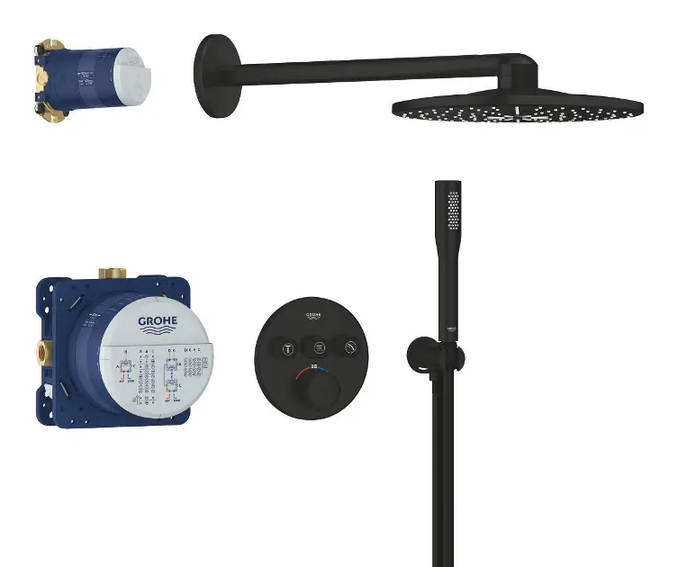 Grohe Precision SmartControl - Sprchový set s termostatem pod omítku, průměr 31 cm, 2 proudy, matná černá 348742430