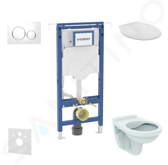 Geberit Duofix - Set predstenovej inštalácie, WC Alpha s doskou, tlačidlo Sigma20, biela/chróm SANI11CD3110