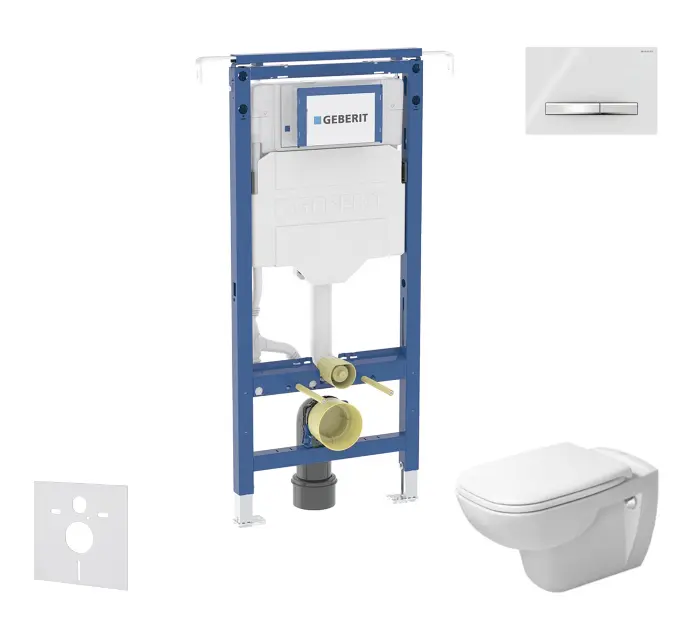 Geberit Duofix - Set predstenovej inštalácie, klozetu a dosky Duravit D-Code, tlačidla Sigma50, Rimless, SoftClose, alpská biela SANI11CP3106