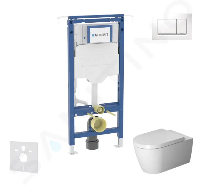 Geberit Duofix - Set predstenovej inštalácie, klozetu a dosky Duravit ME by Starck, tlačidla Sigma30, Rimless, SoftClose, biela/lesklý chróm SANI11CP3113