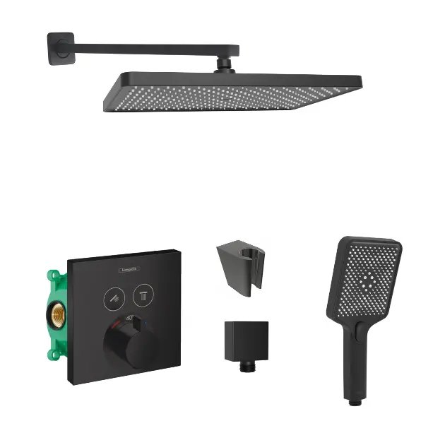SANITINO - Doucheset met thermostaat en inbouwdeel Hansgrohe, Kielle accessoires, matzwart SANI21HKK415