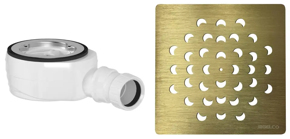 Gelco - Ablaufgarnitur für Duschwannen, gold KSM104G-SN90