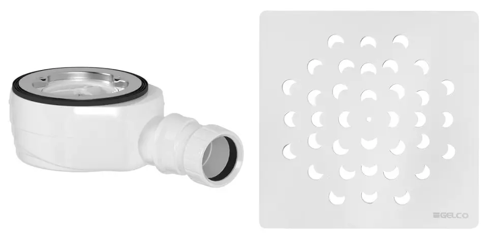 Gelco - Ablaufgarnitur für Duschwannen, weiß KSM104W-SN90