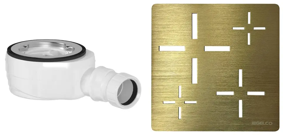 Gelco - Ablaufgarnitur für Duschwannen, gold KSM107G-SN90