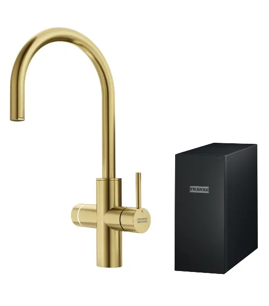 Franke Mythos - Grifo de fregadero con dispositivo de filtración, oro 160.0731.755