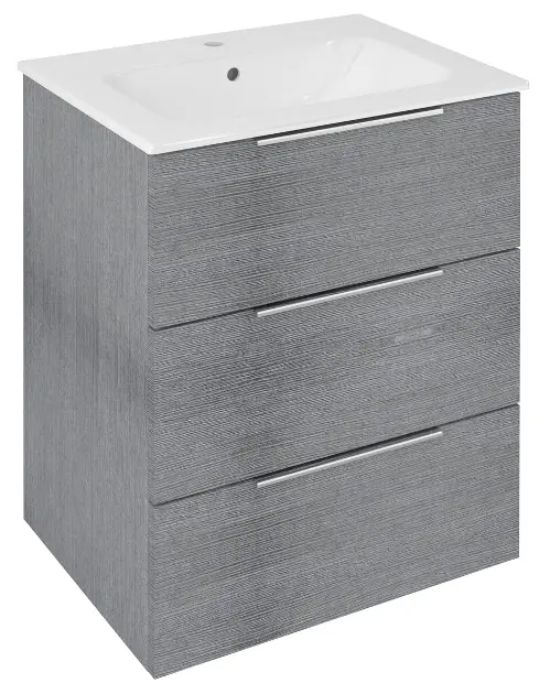 Sapho Cirasa - Ormarić za umivaonik 59x75x46 cm, 3 ladice, srebrni hrast CR631-1111