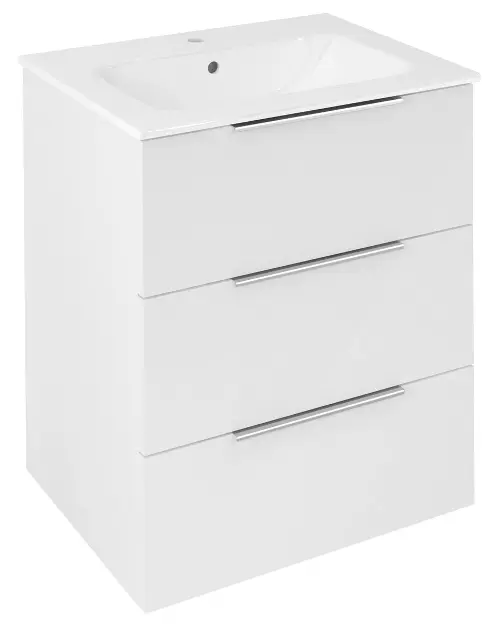 Sapho Cirasa - Ormarić za umivaonik 59x75x46 cm, 3 ladice, sjajno bijela CR631-3030